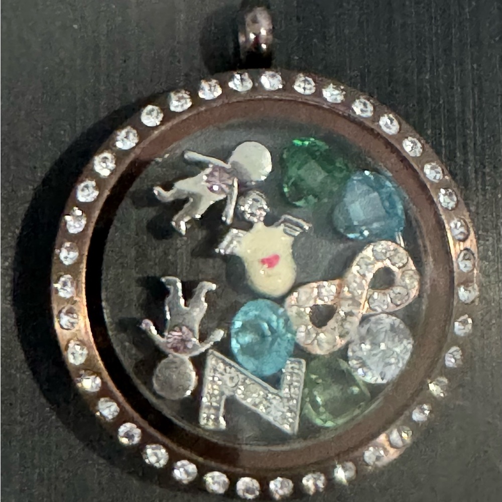 Oragami Owl Bronze Locket with Charms Pendant